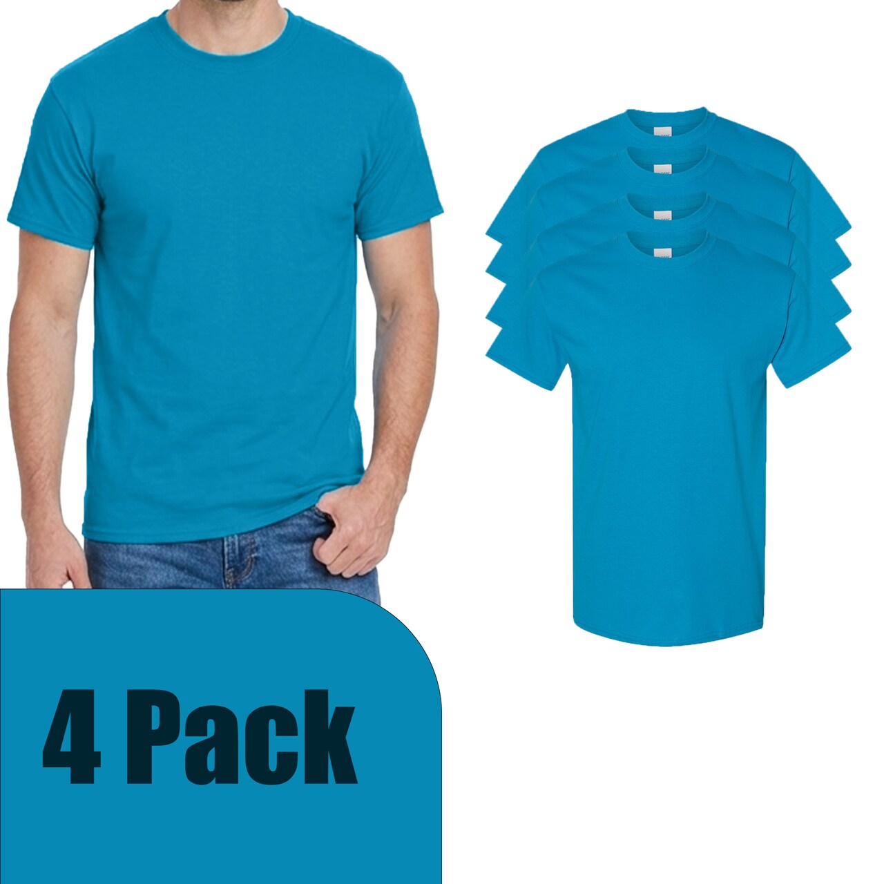 Gildan Sapphire Crewneck Heavy Cotton T-Shirt Bundle for Cricut, Unisex Short Sleeve Blanks for DIY Printing